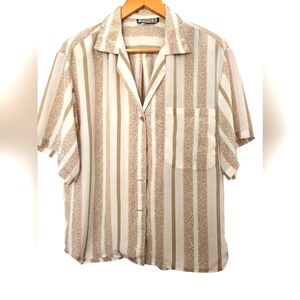 Vintage Natalir Striped Beige Shirt Size 1X
